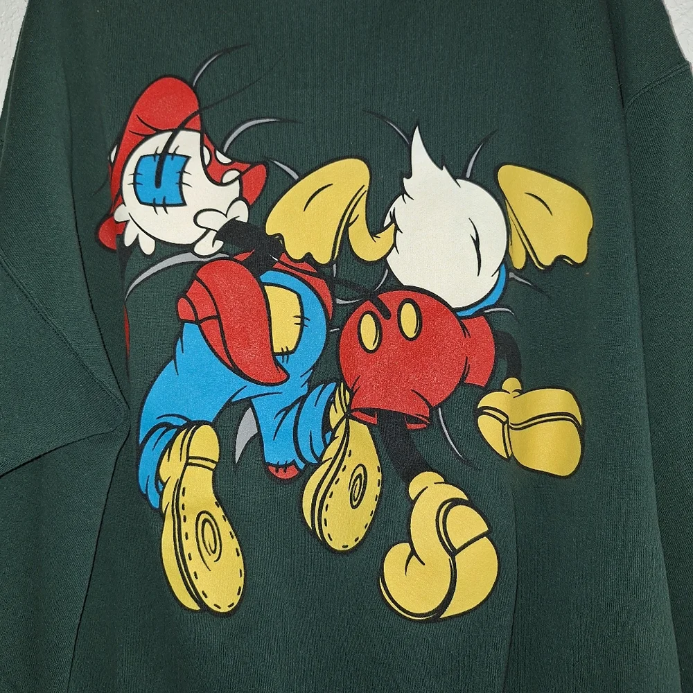 Mickey & Co 90s Mickey Mouse And Friends Green Pullover XL VINTAGE Made USA - Picture 4 of 6